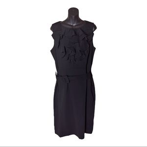 Spense Ruffle Belted Little Black Dress